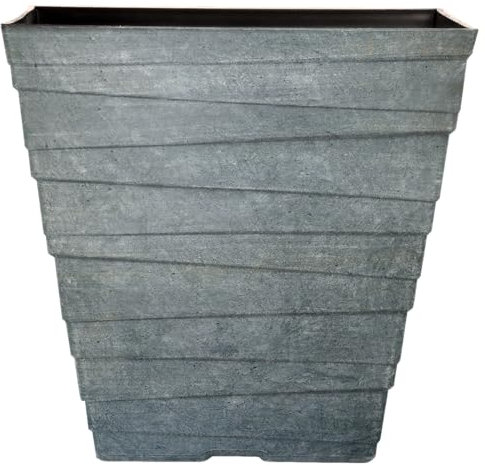Muddy Hands 22.4 Litre Grey Concrete Plant Pot Outdoor Garden Square Plastic Flower Planter