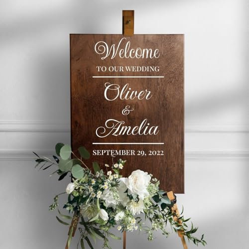 Decords Panneau de bienvenue personnalisé pour mariage - Style élégant - 70 x 48 cm
