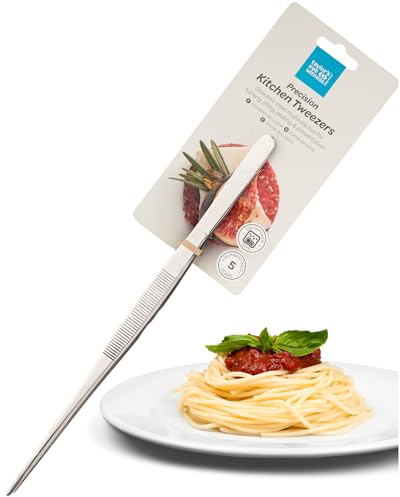 Stainless Steel Kitchen Tweezers – Precision Cooking Tongs for Professional Chefs Or Home Cooks. Durable, Dishwasher Safe & Easy to Use Culinary Tool for BBQ, Baking, Plating & More (30cm Long).