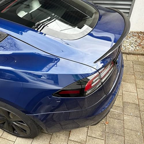 Echte Kohlefaser Auto Heckspoiler Heckflügel für Tesla Model S 2014-2023, Auto Dachspoiler Kofferraumdeckel Spoiler Lippen Flügel Auto Styling Zubehör