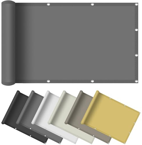 Sonnensegel Balkon 2.7 x 2.9 m, Wasserdicht 98% UV Schutz Zaunblende Sichtschutz inkl Befestigungsseile für Garten Terrasse, Hellgrau