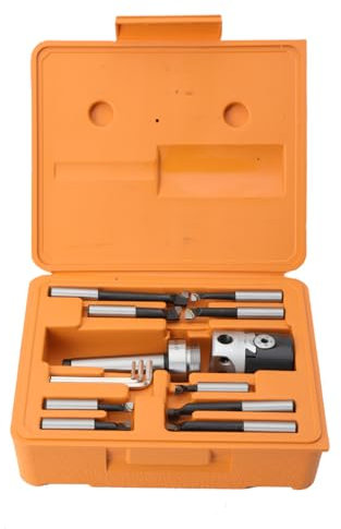 ATEdata MT2- M10 Bohrkopf+F1-12 50mm Ausdrehkopf+12MM Bohrstange Bohrwerkzeug Set mit Kunststoffkoffer Tragbares Bohrkopfkopf Kit Metall CNC Drehmaschine Fräsmaschine Zubehör