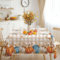 iEvery Tischdecke Herbst Abwaschbar 140x180 cm, Erntedankfest Herbsternte Orange Kürbis Tischdecke, Gartentischdecke Eckig Wetterfest Outdoor Table Cloth für Party Halloween Urlaub Dekoration