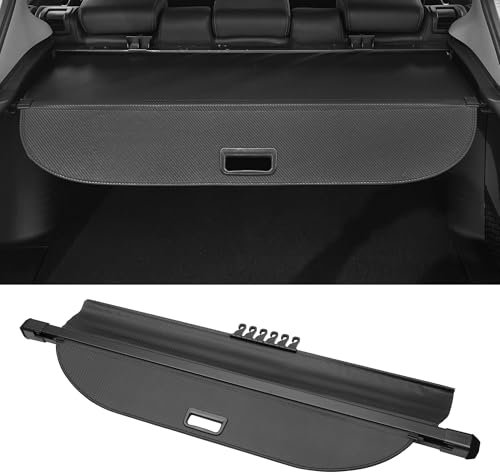 Motoforti Kofferraum ausziehbare Laderaumabdeckung für Toyota RAV4 2013-2018 Heckklappenregal Gepäcksicherheitsschutzschirm, Leinwand, Schwarz Carbonfaser