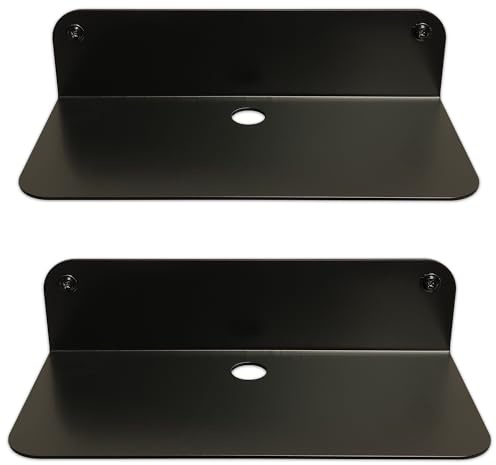 Galleksa Set of 2 Floating Metal Wall Mounted Shelves 24cm Black