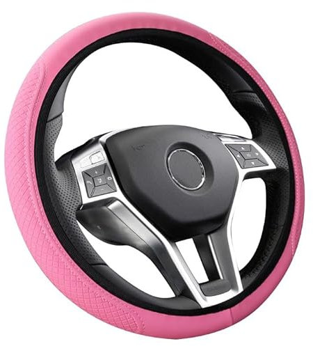 Flaconi Housse de volant antidérapante et respirante 15 - Convient pour la plupart des voitures et camions (rose)