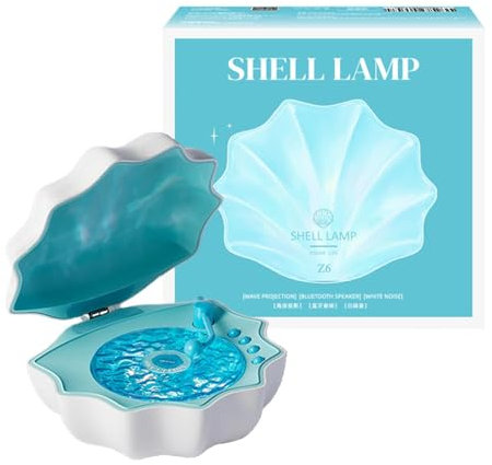 Frfik Haut-parleur lumineux en forme de coquillage - Lecteur de musique vague - Lampe d'ambiance réglable pour chambre à coucher, salon