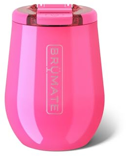 BrüMate Uncork'd 14oz 100% Leakproof Insulated Wine Tumbler | Locking Lid | Insulated Stainless Steel Wine Glass | Perfect for Travel & Outdoors | BPA-Free (Neon Pink)