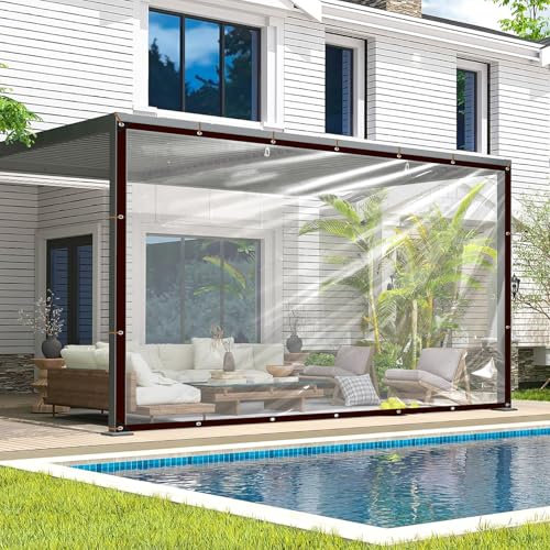 Plane Wasserdicht mit Ösen 3x4 Transparente Abdeckplane Durchsichtige Plastikfolie für Wetterfest Regenschutz Winter Isolierung Garten Terrasse Balkon