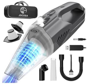 JOCOSA Handheld Vacuum Cleaner Portable Rechargeable with Washable HEPA Filter, Cordless Car Vacuum Cleaner Powerful for Home Carpet Stairs Pet Hair, Mini Hoover Car Hoovers Lightweight (Sliver)