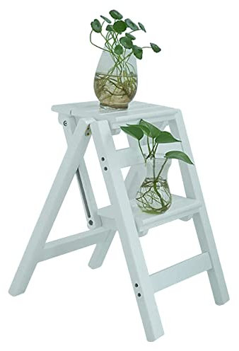 BGKASYHI Scala a pioli Portatile, Sgabello in Legno con Pedale Largo Antiscivolo, Scala Pieghevole a 2 gradini con Impugnatura, sgabelli a Scala per Soggiorno, Cucina, Giardino ed Esterni