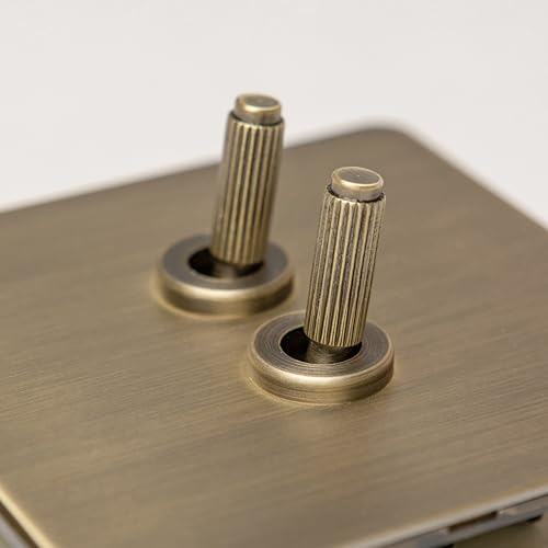 Antique Brass Straight Knurled Switches and Sockets (2 gang intermediate switch)