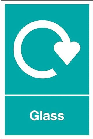 V Safety WRAP - Glass Recycling 210 x 297 mm (A4) - 1mm Rigid Plastic Safety Sign