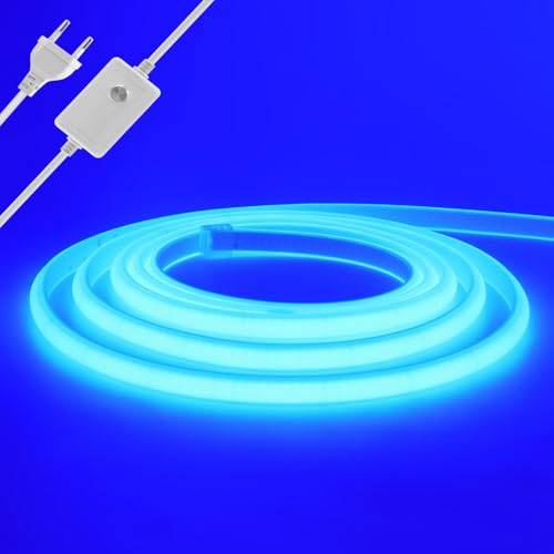 Wisada Dimmbar Neon Streifen 230V, COB LED Stripe 288LEDs/M Helligkeit Hohe Weihnachten COB LED Band für Wohnzimmer DIY LED Lichter(Blau，11M)