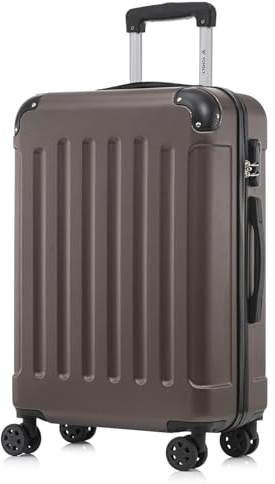 YONSLY Koffer Suitcase L Braun, Trolley Reisekoffer, Rollkoffer Handgepäck mit 4 Rollen 360°, Hartschalenreisekoffer, Zahlenschloss, Weicher Gummigriff