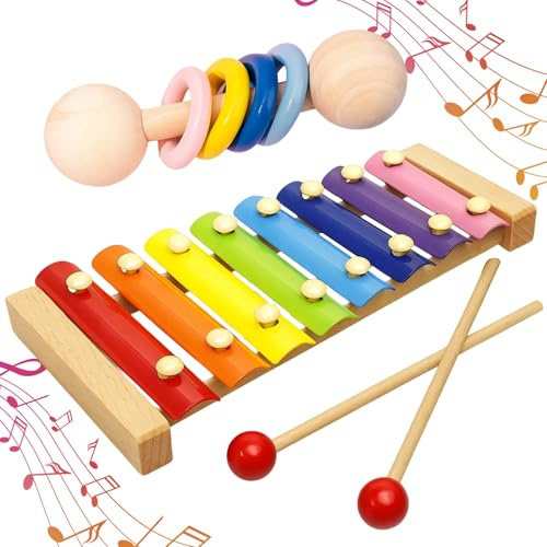 Xylophon, 2 Stück Bunte Holzxylophone, Musikspielzeug, Pädagogisches Instrument, Sicher Und Langlebig