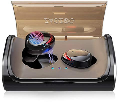 Zagzog Bluetooth Headphones Hi-Fi Sound Waterproof True Wireless Earphones with Microphone 1000mAH Charging Case for iOS Android (black)