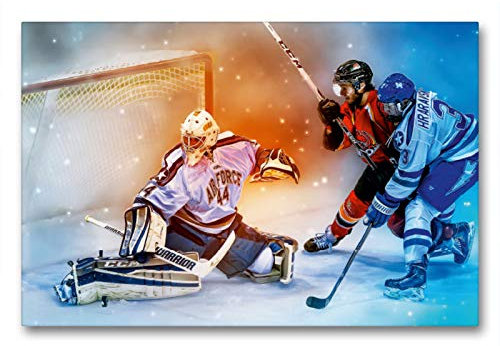 Premium Textil-Leinwand 90 x 60 cm Quer-Format Eishockey - Fight | Wandbild, HD-Bild auf Keilrahmen, Fertigbild auf hochwertigem Vlies, Leinwanddruck von Peter Roder