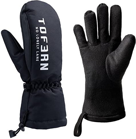 Tofern - Guantes de esquí para Hombre y Mujer, Resistentes al Viento, Impermeables, Suaves, con Correa para la Cintura, para Invierno, cálidos, para Nieve, Clima frío, para Exteriores