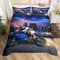 Tbrand Motorrad Muster Bettwäsche Set 135x200cm Teens Cool Motorrad Motorrad Fahrer Betten Set für Kinder Jungen Extremsport Thema Bettbezug Set Modern Stadtgebäude Raumdekoration