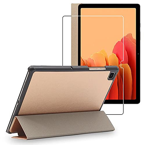 ebestStar - Cover per Samsung Galaxy Tab A7 10.4 T505 (2022, 2020), Custodia Protezione Flip Magnetica, Slim Case Sottile Pelle PU, Dorato + Vetro Temperato