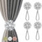FACIACC Magnetische Vorhang Raffhalter, 4er-Pack Dekorative Gardinenschnalle mit Starkem Federseil & Blume Kristall, Vorhang Clips für Hausfenster Küchenbehandlung (4 Packung Blume-Silber)