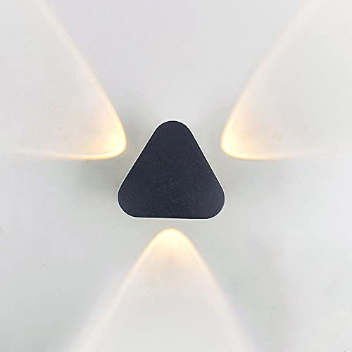 WFZRXFC Moderne Schwarze Außenwandleuchte aus Aluminium Dreieck Kreatives Dreieck Leuchten Wandleuchte 3000K warmes Licht nach Oben und unten Für den Terrassengarten der Villa Außenbeleuchtung