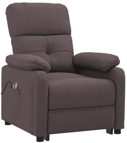 vidaXL Massagesessel, Sessel Verstellbar Elektrisch, Relaxsessel mit Liegefunktion Vibrationsfunktion, Fernsehsessel Liegesessel, Dunkelbraun Stoff
