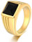 Beydodo Edelstahl Männer Ring mit Stein, Freundschaftsring Gold Ring Personalisiert Gothic Schwarz Zirkonia Breite 10MM Größe 57 (18.1)