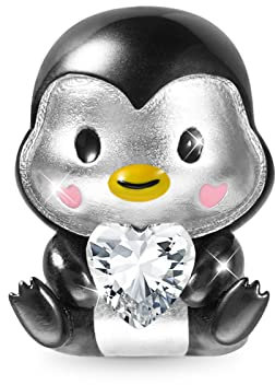 GNOCE Netter Pinguin Umarmt Herz Edelstein Charm Bead 925 Sterling Silber Schmuck Geschenk Für Frauen Mädchen Tochter Weihnachten Fit Armband/Halskette