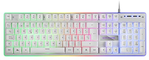 Mars Gaming MK220W Weiß, Gaming Tastatur H-Mech, FRGB Rainbow und Halo, Antighosting, Spanische Sprache