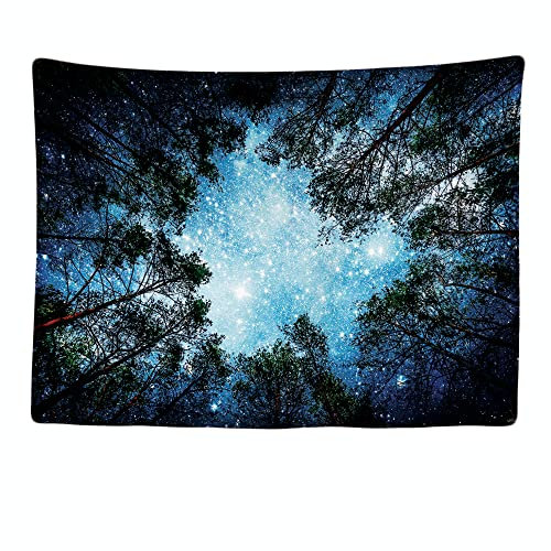 Ulticool - Wandteppich Dekoration Wohnung - Sterne Universum Planeten Natur Bäume Wald - 200 x 150 cm groß - Wandtuch Wandbehänge - Accessoires für Schlafzimmer Wohnzimmer Kinderzimmer