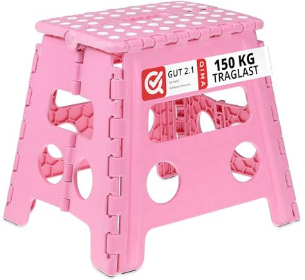 Relaxdays Klapphocker faltbar, Camping Hocker, Kinder Badhocker, bis 150 kg, Kunststoff, HxBxT: 30 x 37 x 29 cm, pink