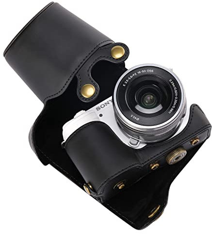 XEVN ZV-E10, custodia per Sony ZV-E10, custodia per Sony ZV-E10, custodia per fotocamera in pelle PU di alta qualità per Sony Alpha ZV-E10, compatibile con obiettivi da 16-50 mm, con tracolla, ZV-E10,