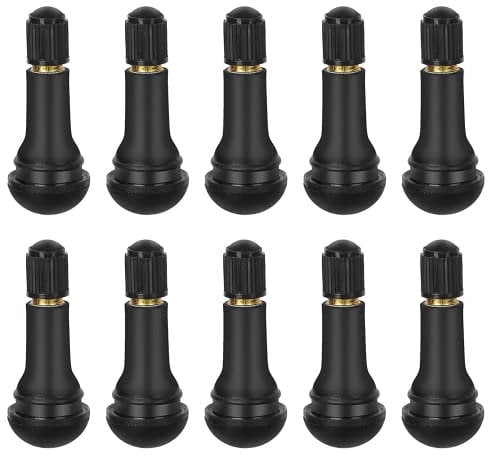Car Tire Valve Stem 10Pcs Rubber Tire Tyre Valve Stem, Tubeless Snap-in Rubber Valve Stems with Dust Caps, Tyre Tire Valves for Tubeless Rim Holes on Standard Vehicle Tires