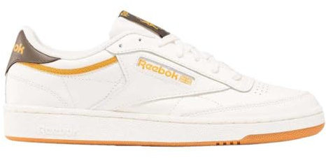 Reebok Men Club C 85 Sneaker, Chalk/Reebok Rubber Gum-06/Retro Gold F23-R, 5.5