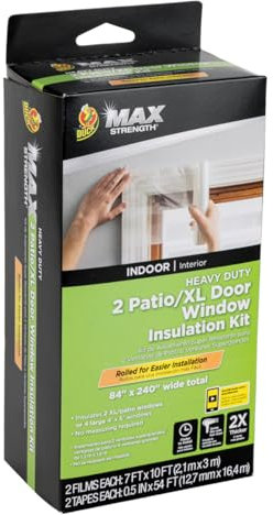 Duck Brand MAX Strength Rolled Window Insulation Kit for XL Windows and Patio Doors, 84 in. x 120 in, Clear, Covers 2 XL Windows or 4, 4' x 6' Windows, 2-Pack (288071)