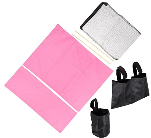 PATIKIL Set 5in1 Schminkstuhl Segeltuch Ersatz Tragbar Speichersack Netztasche Rosa