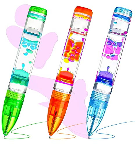 Liquid Motion Bubbler Spielzeug Stifte 3 Farben Fidget Toy Flüssigkeitsbewegungsstift Bunte Fidget-Spielzeug-Stifte Flüssig-Timer-Stifte Liquid Timer Pen Sensory Anti-Stress für Kinder Erwachsene