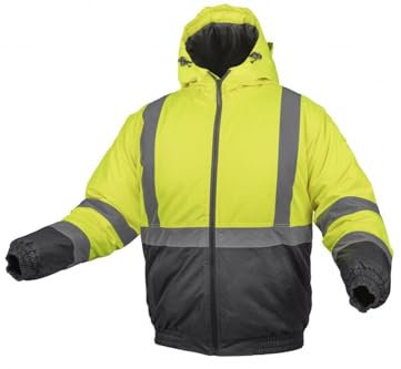 Högert Technik - Arbeitsjacke Herren OKER, Reflektierende Jacke Wattierte, Warn Pilotenjacke Herren, Winddichte Warnjacke mit Polyester-Isolierung, 3 in 1 Jacke, Gelb - Größe 3XL