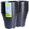 Happy Pots Lot de 20 pots de fleurs en plastique de qualité supérieure pour intérieur/extérieur, décoration d'intérieur, jardinage, rond, robuste, résistant aux UV, recyclables, 15 cm, noir brillant