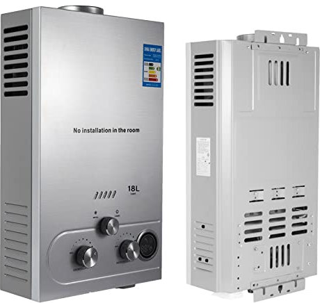 LMYYDES Scaldabagno Senza Serbatoio , Scaldabagno Senza Serbatoio a Gas propano 18L 36KW, scaldabagno su Richiesta per Campeggio Camper, Acqua Calda istantanea per Doccia,LNG