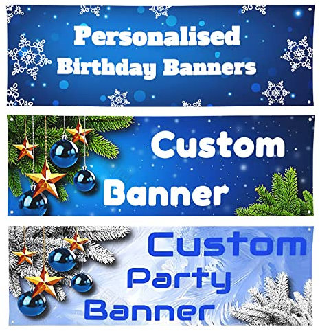 Personalisierte Banner, werbebanner selbst gestalten, banner selbst gestalten mit Foto/Text/Logo, Dekorationsbanner für den Innen- und Außenbereich – Geburtstagsfeier, Abschlussfeier, hochzeit banner