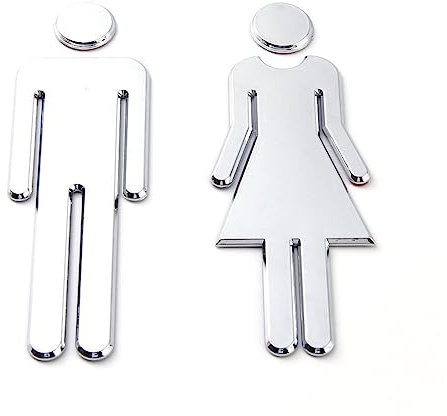 Señal de Baño y WC para Lugares Públicos - Cartel Adhesivo para Puerta de Mujer y Hombre - 1 Par