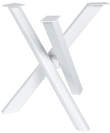 Tischgestell Spider Design Kreuzgestell Schwerlast massiv Tischkufen Stahl Tischbeine Metall DIY (Weiß)