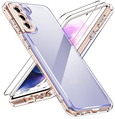 ivoler Anti-Jaunissement HD Clair Coque pour Samsung Galaxy S21+ 5G / S21 Plus 5G avec 2 Pièces Verre Trempé, [Protection Militaire] Transparente Étui de Protection Antichoc Mince Bumper Housse