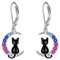 Schwarze Katze baumeln Ohrringe Katze Mond 925 Sterling Silber Ohrring Hypoallergene Katze Schmuck für Frauen…