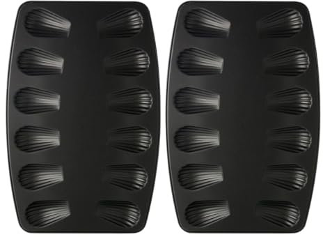 Zenker 9926250 Lot de 2 moules à madeleines, plaque à madeleines, moule pour madeleines salées et sucrées, 2 plaques à madeleines, 2 moules madeleines, Acier inoxydable, Noir, 26 x 39 x 1 cm