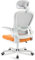 Blisswood Ergonomic Executive Computer Desk Chair - 360° Swivel & Tilt - 130° Recliner Office Chair with Adjustable Headrest - Flip-Up Armrest & Lumbar Support - Breathable Mesh Back (Orange & Grey)