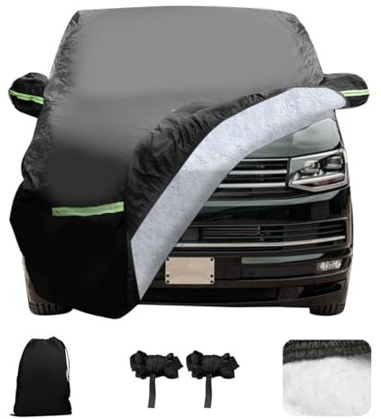 YWNYT Autoabdeckung Ersatz für VW T5 T6, Gewicht 5KG, 300D Baumwollfutter, Wasserdicht Wetterfeste UV-Beständige Autoabdeckung Vollgarage für VW Transporter mit Seitlichem Türreißverschluss (L530)